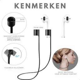 Ainy - Sport band zwart geschikt voor Apple Airpods 1 / 2 / 3 / 4 / Pro 1 & Pro 2 | Siliconen strap cord voor draadloze oordopjes | 50 cm lang kabel — thumbnail 4