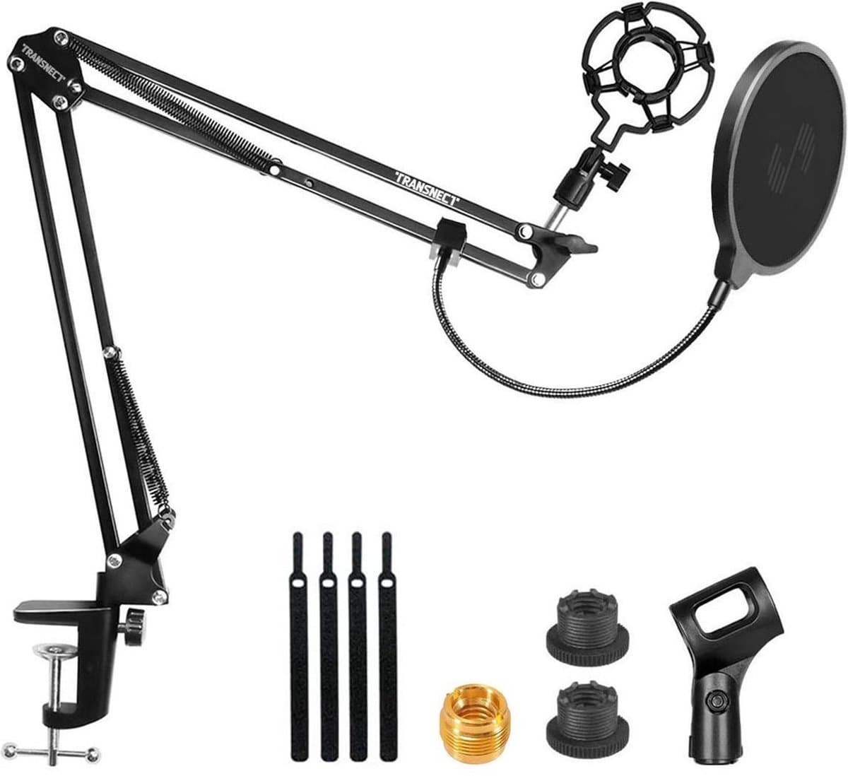 Microfoon Arm Set- met Shock Mount, Table Mounting Clamp, Pop-Filter – met 3/8'' naar 5/8'' Screw Adapter voor Blue Yeti, Snowball Andere Normale microfoons– Zwart — afbeelding 1
