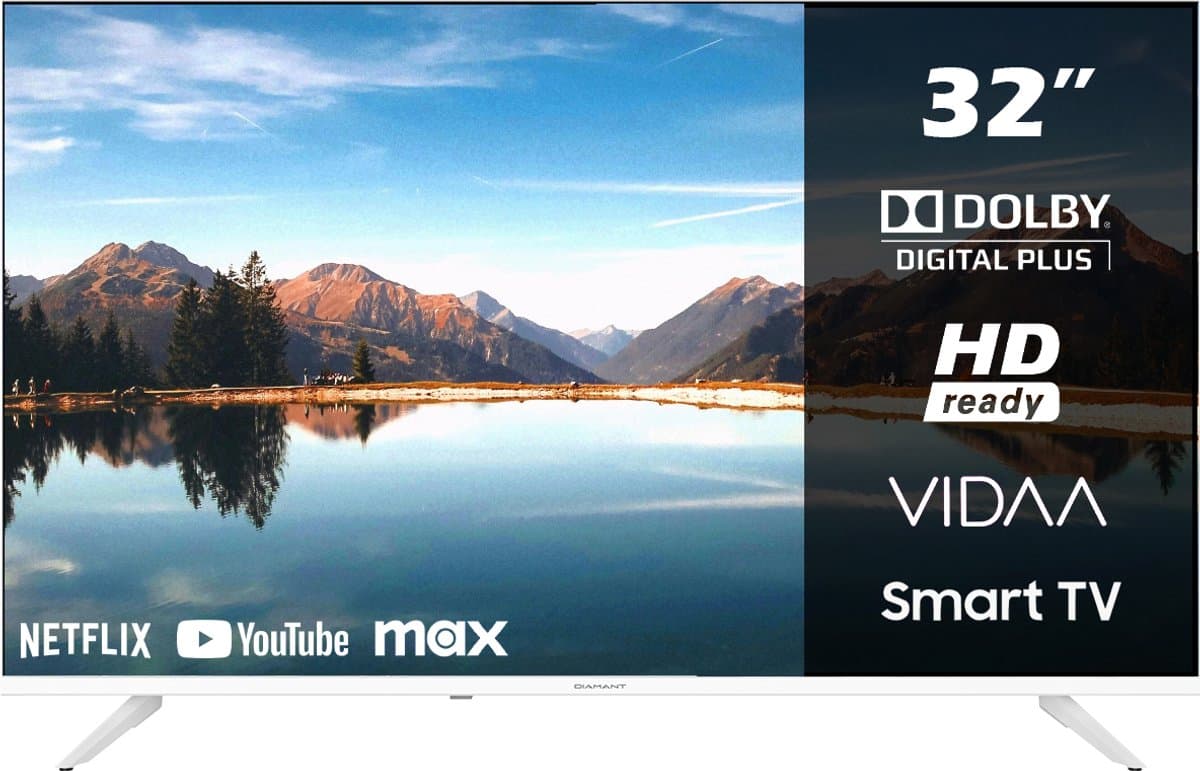 Horizon Smart TV 32 inch - LED Televisie - Diamant Serie HD - WiFi - Netflix - Frameless Slim Design - Wit — afbeelding 1