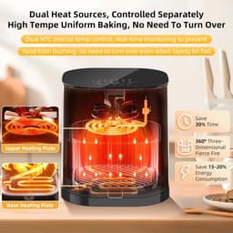Uten Airfryer XXL 200E - Dual Blaze Technologie - Hetelucht friteuse - 5.5 liter - 14 programma's - 40ºC tot 200ºC - PFAS vrij - 2000W - Rond Venster - Grijs — thumbnail 2