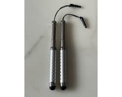 2 Stuks Uitschuifbare Touch Pen / Touchstift / Universeel / Compacte Stylus Pen / Touchscreen Pen / Tablet & Telefoon Touch Stift - Zilver