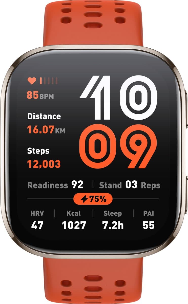 Amazfit Bip 6 Red 5 cm (1.97") AMOLED Digitaal 390 x 450 Pixels Touchscreen Goud GPS — afbeelding 1