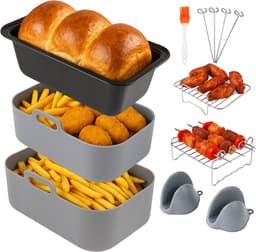 Keukenvriend © Airfryer accessoires - 12 delig - airfryer siliconen bakje - Voor o.a. Ninja Airfryer XXL SL400EU , AF300EU , AF400EU, AF140EU, AF500EU — thumbnail 1