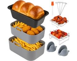 Keukenvriend © Airfryer accessoires - 12 delig - airfryer siliconen bakje - Voor o.a. Ninja Airfryer XXL SL400EU , AF300EU , AF400EU, AF140EU, AF500EU
