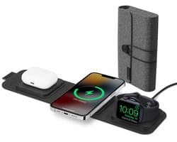 mophie 3-in-1-oplader voor onderweg - Oplader geschikt voor iPhone, Apple Watch en AirPods - Geschikt voor MagSafe