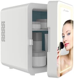 Jambo® Skincare Fridge - Mini Koelkast - Make-up Koelkast met Spiegel - Beauty Fridge met Spiegel en 3 Standen Ledverlichting - Wit - Cosmetica - 4 Liter — thumbnail 1