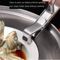 1 stuk - Komklem - Anti-verbrandings klem - RVS bordklem - Multifunctionele keukentang - Bakplaat Klem - Geschikt voor Airfryer, stoompan, pan en kom, oven - 18,5*2,5*6cm (zilver) — thumbnail 5