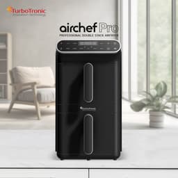 Turbotronic AF-500D - Dubbele Airfryer - 11L - Airfryer XXL - Heteluchtfriteuse - Dual Heating - 50ºC tot 200ºC - 6 Kookprogramma's - Zwart — thumbnail 2