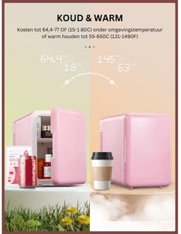 Minibar - Mini Koelkast Glazen Deur - Drankenkoelkast - Flessenkoelkast - 6L - Roze — thumbnail 2