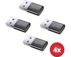 Xedor® Nexa – USB A naar USB C Adapter – 4 Stuks – USB 3.2 Gen 1 – 5 Gbps – Laptops, Smartphones & USB sticks – Zwart