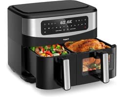 Dual Zone Heteluchtfriteuse 2800W met Kijkvenster en 12-in-1 Kookprogramma's