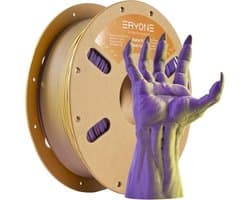 Matte Two-Tone PLA Filament 1.75mm voor 3D Printers - Geel en Paars - 1kg spoel