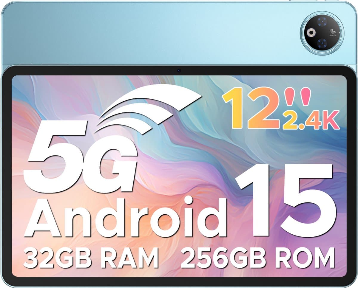DOOGEE V Pad 5G tablet - 12 inch 2,4K + 90Hzscherm - Android 15 -MediaTek Dimensity 7050 processor - Ondersteuning voor 5G simkaart - 32 GB RAM + 256 GB (2TB TF) - 8800mAh/18W- gaming tablet - vier luidsprekers - WiFi 6 - Face ID- OTG - GPS — afbeelding 1