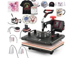 Multifunctionele Heat Press 38 x 30 cm voor T-Shirts en Cups - 8-in-1 Transferpers