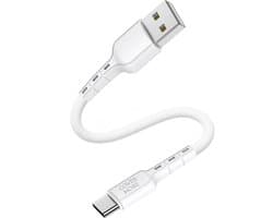Usb kabel naar usb C - Usb A naar usb C - Oplaadkabel - Geschikt voor Samsung, tablet, ereader, telefoon - Oplader - Kort - 30cm - Wit