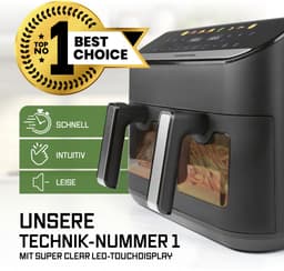 GOURMETmaxx AirGenius heteluchtfriteuse 9L met 2x4,5L kamers en 8 programma’s – geschikt voor 8 personen – touchscreen bediening — thumbnail 9