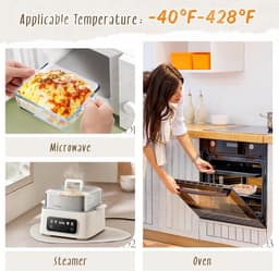 Set van 2 Glazen Ovenschalen Vierkant Klein 13x13 cm met Handvat - Geschikt voor Airfryer en Magnetron — thumbnail 6
