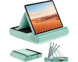 Opvouwbare Tablet Kussenstandaard – Verstelbare Tablet Standaard voor Schoot, Bureau of Bed – Met Stylushouder – Geschikt voor iPad, Tablet en E-reader-Groen