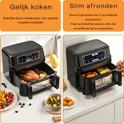ElevateCommerce - XXL Airfryer 12L – Heteluchtfriteuse met Dubbele Kamer – Touchscreen – 8 Programma’s – Gezond Frituren Zonder Olie – Zwart — thumbnail 4