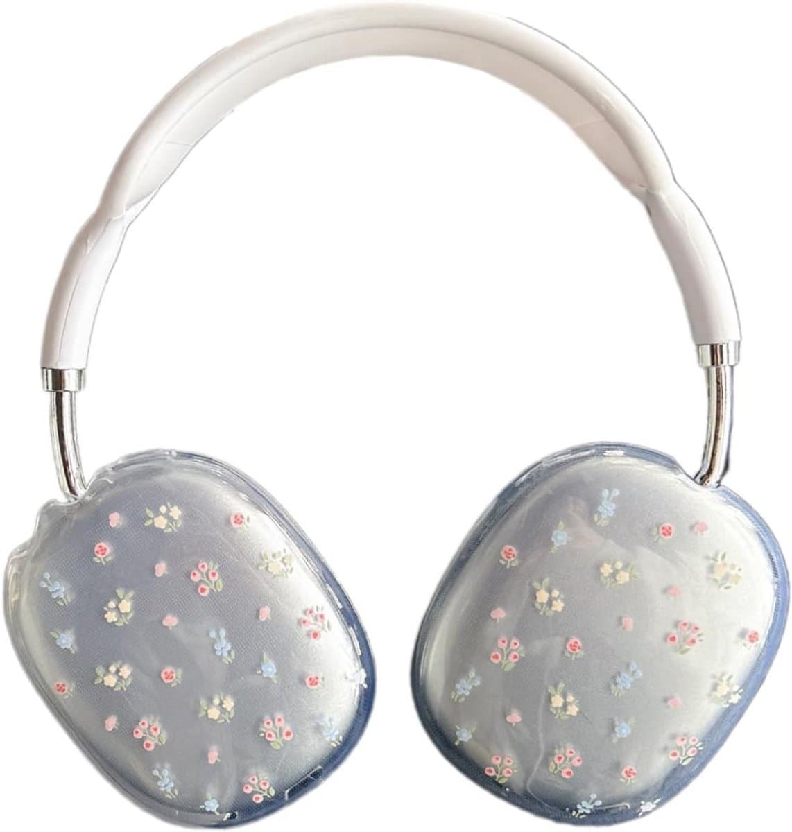 Transparante schokbestendige hoes voor AirPods Max met kleurrijk bloemenontwerp — afbeelding 1