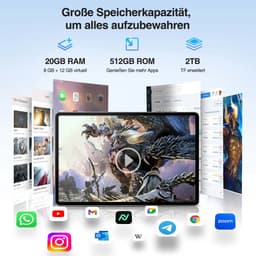 DOOGEE T40 PRO Tablet - 12 inch 2.4K - Android 15 - Helio G99-processor - 20 GB RAM + 512 GB / 2 TB TF - gamingtablet - 10800 mAh/18W - 16 MP + 8 MP camera's - ondersteunt 4G dual SIM dual standby - 5G wifi - GPS - Widevine L1 - 4 x Smart PA — thumbnail 4