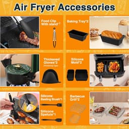 28 stuks Airfryer-accessoires, accessoireset Geschikt voor Philips Dual Basket Airfryer 3000/5000 serie (6 l/3 l), Dual Easy 5,2 l/3,1 l, siliconen vormen, grillrooster, bakvorm, keuken — thumbnail 8