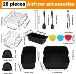 28 stuks Airfryer-accessoires, accessoireset Geschikt voor Philips Dual Basket Airfryer 3000/5000 serie (6 l/3 l), Dual Easy 5,2 l/3,1 l, siliconen vormen, grillrooster, bakvorm, keuken — thumbnail 9