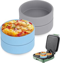 Siliconen Eivormen - 4 stuks - Diameter 10 cm (4 inch) - Voor Sous Vide Style Egg Bite Maker - Geschikt voor Airfryer Instant Pot en Magnetron - Vaatwasserbestendig en BPA-vrij - Voor Ontbijt Sandwiches Omeletten en Desserts — thumbnail 1