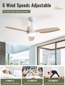 Plafondventilator met verlichting en afstandsbediening - Stil, energiezuinig en perfect voor elk seizoen — thumbnail 4