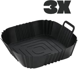 Siliconen bakvorm voor airfryer, 3-delige set (zwart) | Herbruikbare bakvorm voor airfryer | Accessoireset voor gezond koken — thumbnail 1