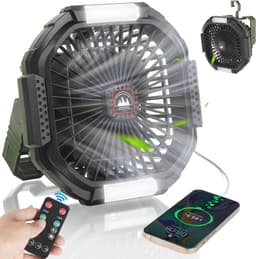 Oplaadbare Usb-campingventilator met Stille Werking en LED-verlichting - 4 Snelheden Tafelventilator voor Buiten — thumbnail 5