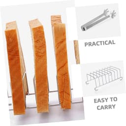 1 stuk – Toastrek – Broodrek – Toasthouder – Toastkoelrek – Met mini-voedseltangetjes – Gemakkelijk koelen – Accessoire voor airfryer – Zilver – 15,5 × 8,5 cm – Geschikt voor ontbijt, restaurants, cafés of thuisgebruik — thumbnail 4