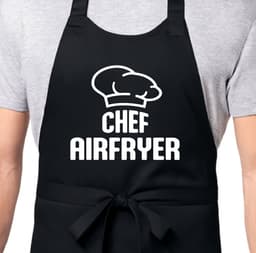 Keukenschort Chef Airfryer | Zwart | Dames/Heren | Verstelbaar | Cadeau-idee | BBQ | Verjaardag | Jubileum | Verrassing | Grapje — thumbnail 1