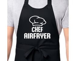 Keukenschort Chef Airfryer | Zwart | Dames/Heren | Verstelbaar | Cadeau-idee | BBQ | Verjaardag | Jubileum | Verrassing | Grapje