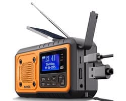 Nince Noodradio DAB+ Solar Opwindbaar - Draagbare Radio met Bluetooth - Powerbank & Zaklamp - Noodradio Op Batterijen en USB-C - Voor Noodsituaties & Kamperen