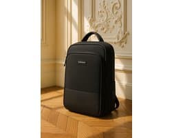 Lundholm Luxe Rugtas laptoptas Mannen Zwart - 22L - 15,6 Inch - Laptop Rugzak Heren Laptoptas Schooltas - Werktas Laptoptas 15.6 inch - Tas - Scandinavisch Design - Deep Black