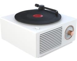 Deze retro-klassieke witte Bluetooth-speaker heeft een schattig platenspelerontwerp en is daarmee een perfect cadeau voor meisjes. Hij beschikt over een verbeterde bas en een luid volume.
