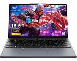 Ninkear N15 Air – 15,6" Laptop – Intel N95 – 16GB RAM – 512GB SSD – FHD IPS – Windows 11 – Grijs