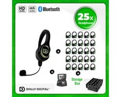 Dolly Digital® RD-Pro 25 Draadloze Koptelefoons voor groepen + Headmounted Microfoon – 25 HiFi Koptelefoons + Microfoon + Bluetooth + HiFi