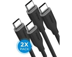 Voomy USB C Kabel 60W - 2 Stuks, 1 Meter - USB-C naar USB-C Oplaadkabel - Fast Charging - Universeel - Geschikt voor Telefoon, Laptop en Tablet - Zwart