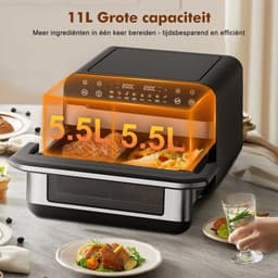 Fukstern Dubbele Airfryer XXL–11L 2500W–Tot 6 Personen-Dubbele Mand–30°C tot 200°C Instelbaar–8 Voorgeprogrammeerde Functies–Zilver — thumbnail 17