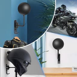Motorhelm Wandhouder voor Fietsen en Sporthelmen - 180 Graden Rotatie en 2 Haken — thumbnail 2