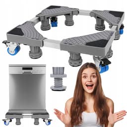 Wasmachine Onderstel - Wasmachine verhogers - 42-66cm Verstelbaar & 250kg Draagkracht - 4 Wieltjes met Rem - Geluidsreducerend - Voor Apparaten en Koelkast — thumbnail 1