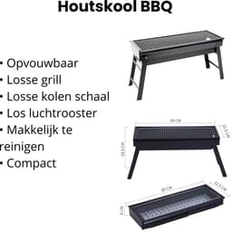 Tafel BBQ | Houtskool barbecue | Opvouwbare inkapbare ruime tafel BBQ voor camping reizen vakantie compact | opvouw inklap reis kolen BBQ — thumbnail 4