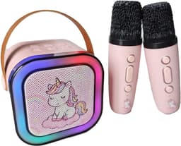 MOBO Karaoke Set Met 2 draadloze Microfoons - Draagbare Bluetooth USB LED Luidspreker Roze - KaraokeSet - Muziekspeler - Roze — thumbnail 5