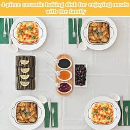 Set van 4 Kleine Keramische Ovenschalen voor Airfryer en Oven - 400 ml, Vierkante Bakvormen — thumbnail 7