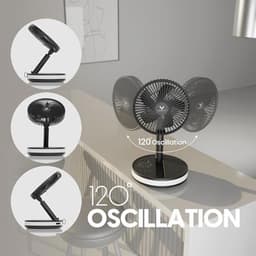 Draagbare oplaadbare ventilator met afstandsbediening en ledverlichting - Ideaal voor reizen en buitenactiviteiten — thumbnail 5