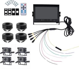 9-inch AHD-achteruitrijcameraset voor campers – 1080p-scherm met vier beeldvensters - Geschikt voor campers, vrachtwagens en aanhangwagens - Nachtzicht en continu-opname — thumbnail 2