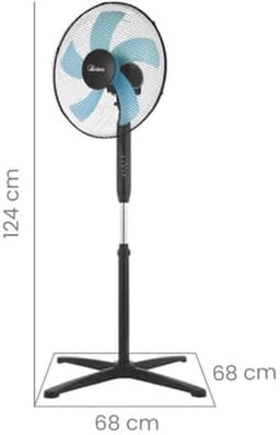 Stille Staande Ventilator met Afstandsbediening - 40 cm Oscillerend met 5 Vleugels en Instelbare Timer — thumbnail 1