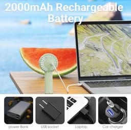 Draagbare mini-ventilator met 3 snelheden - Oplaadbare handventilator voor reizen en make-up — thumbnail 2